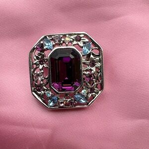 Vintage Givenchy Elegant Silver and Purple Brooch